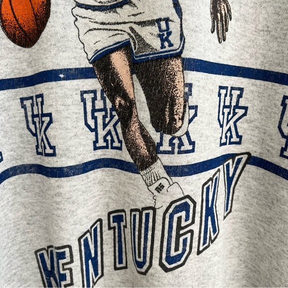 Vintage Gray UK Kentucky Wildcats Basketball Graphic Sweatshirt Crewneck - Picture 5 of 14